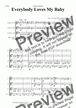 page one of Everybody Loves My Baby - Jazz Classic - Clarinet Quartet -   - Score and parts
