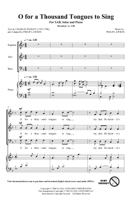 page one of O For A Thousand Tongues To Sing (SAB Choir)