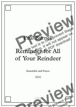 page one of Reminder for all of Your Reindeer, for ensemble and voices - Score and parts