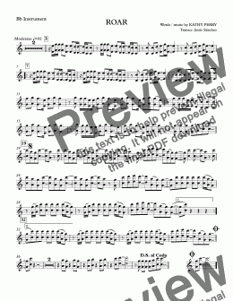 page one of Roar - Kathy Perry - Bb instrument solo