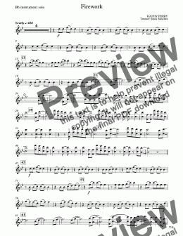 page one of Firework - Kathy Perry - Bb instrument