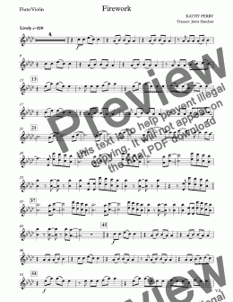 page one of Firework - Kathy Perry - Violin-Flute solo