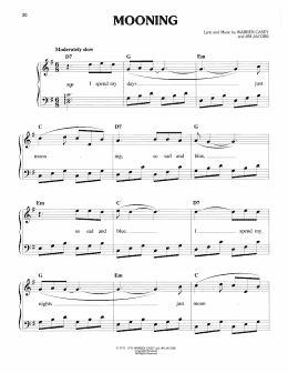 page one of Mooning (from Grease) (Easy Piano)