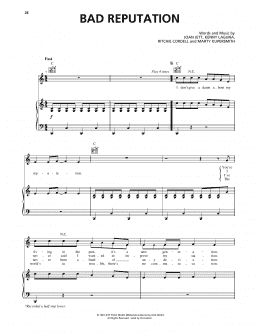 page one of Bad Reputation (Piano, Vocal & Guitar Chords (Right-Hand Melody))
