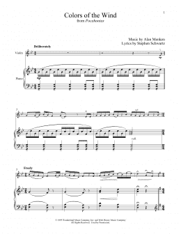 page one of Colors Of The Wind (from Pocahontas) (Violin and Piano)