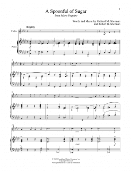 page one of A Spoonful Of Sugar (from Mary Poppins) (Violin and Piano)