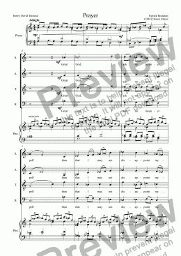 page one of Prayer (Henry David Thoreau) for S.A.T.B. Choir and Piano