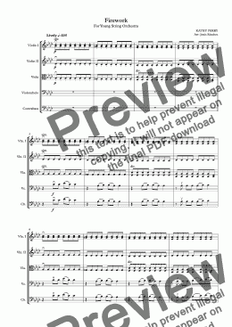 page one of Firework - Kathy Perry - for young string orchestra - Score