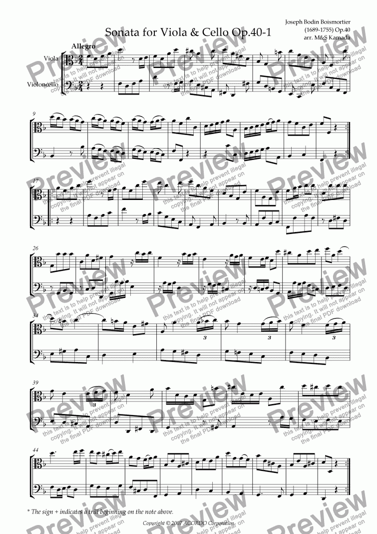 page one of Sonata (Duet) for Viola & Cello Op.40-1
