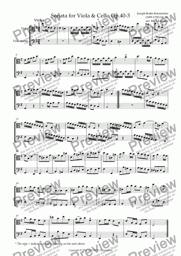 page one of Sonata (Duet) for Viola & Cello Op.40-3