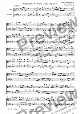 page one of Sonata (Duet) for Viola & Cello Op.40-4