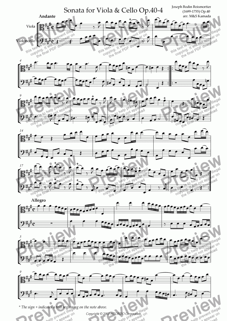 page one of Sonata (Duet) for Viola & Cello Op.40-4