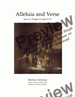 page one of ALLELUIA AND VERSE: Year A - Proper 5, June-5-11 - “I did not Come to Call the Righteous” - St. Matthew 9:13b