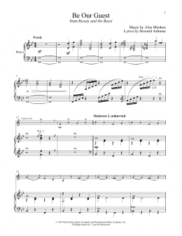 page one of Be Our Guest (from Beauty And The Beast) (Clarinet and Piano)