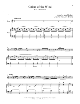 page one of Colors Of The Wind (from Pocahontas) (Flute and Piano)