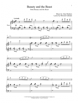 page one of Beauty And The Beast (Cello and Piano)