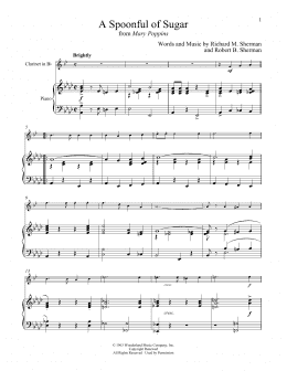 page one of A Spoonful Of Sugar (from Mary Poppins) (Clarinet and Piano)