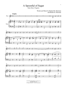 page one of A Spoonful Of Sugar (from Mary Poppins) (Flute and Piano)