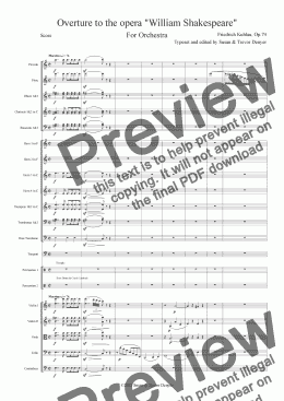 page one of Overture to the opera %22William Shakespeare%22 - Kuhlau - Orchestra - Score