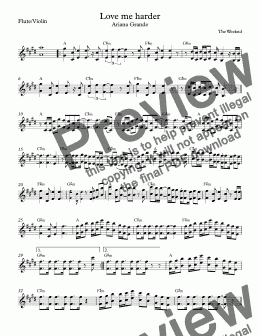 page one of Love me harder- Flute-violin