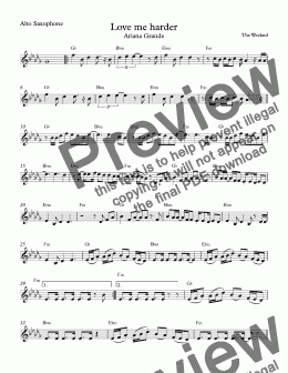 page one of Love me harder- Alto Sax