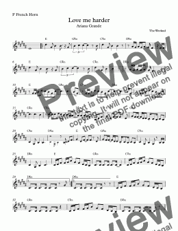 page one of Love me harder- F Horn