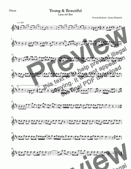 page one of Young and Beautiful - Flute-Violin