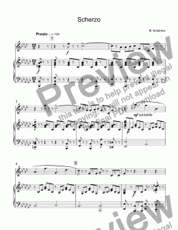 page one of Anisimov - Scherzo for trumpet Bb & piano