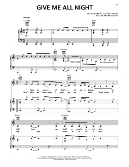 page one of Give Me All Night (Piano, Vocal & Guitar Chords (Right-Hand Melody))