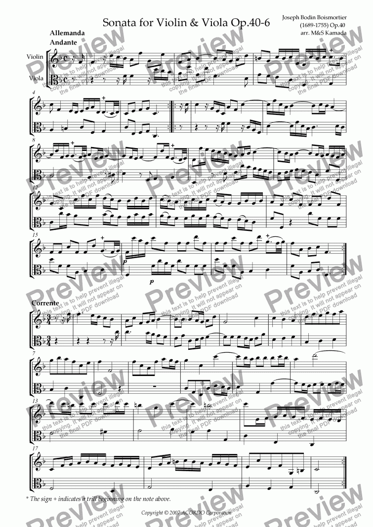 page one of Sonata (Duet) for Violin & Viola Op.40-6