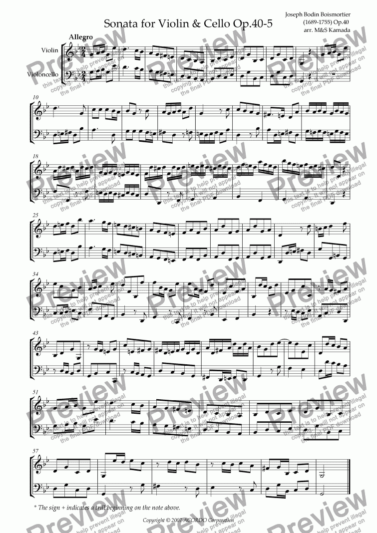 page one of Sonata (Duet) for Violin & Cello Op.40-5