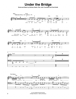 page one of Under The Bridge (Bass Guitar Tab)