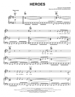 page one of Heroes (Piano, Vocal & Guitar Chords (Right-Hand Melody))