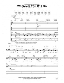 page one of Wherever You Will Go (Guitar Tab)