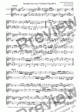 page one of Sonata (Duet) for two Violins Op.40-4
