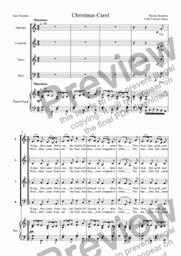 page one of Christmas Carol (Sara Teasdale) for S.A.T.B. Choir and Piano
