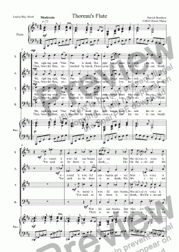 page one of Thoreau's Flute (Louisa May Alcott) for S.A.T.B. Choir and Piano