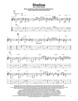 page one of Shallow (from A Star Is Born) (Solo Guitar)