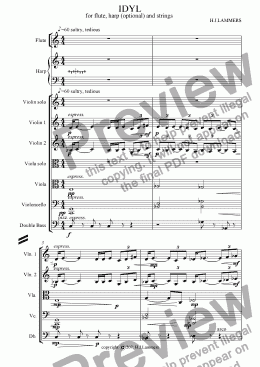 page one of Idyl for flute,harp(optional)and strings