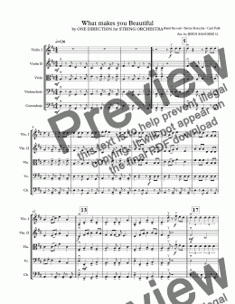 page one of One direction - What makes you beautiful - String orch. score in D