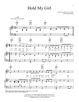 page one of Hold My Girl (Piano, Vocal & Guitar Chords (Right-Hand Melody))