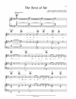 page one of The Best Of Me (Piano, Vocal & Guitar Chords (Right-Hand Melody))