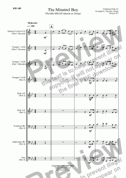 page one of The Minstrel Boy (Flexible BRASS Quartet or Group)