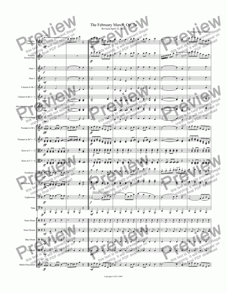 page one of The February March, Op. 7a