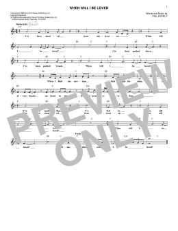 page one of When Will I Be Loved (Lead Sheet / Fake Book)