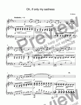 page one of Glière - Oh, if only my sadness for trumpet С & piano