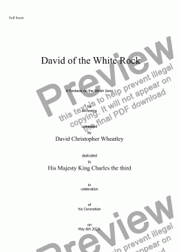 page one of David of the White Rock - a fantasia for orchestra by David Wheatley