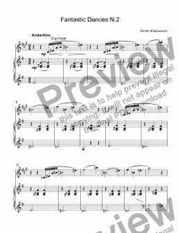 page one of 	Shostakovich - Three Fantastic Dances,2.Waltz for trumpet Bb & piano