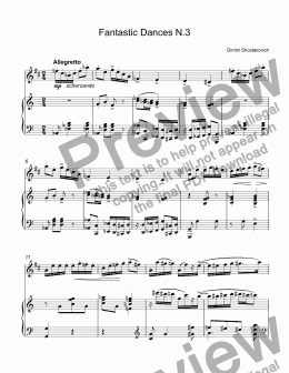 page one of 	Shostakovich - Three Fantastic Dances,3.Polca for trumpet Bb & piano