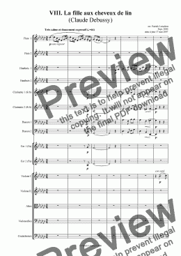page one of Debussy: la fille aux cheveux de lin (symphonic orchestra)
